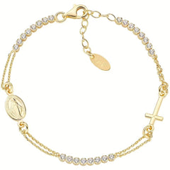 Bracciale Amen Rosario Tennis Dorato Con Zirconi Bianchi BRCRMIGBZ3