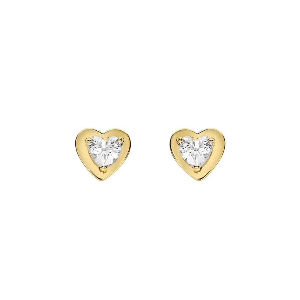 Stroili Heart Lobe Bon Ton Earrings Yellow Gold 9 KT And Cubic Zirconia 1401122