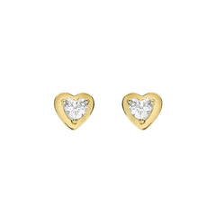 Stroili Heart Lobe Bon Ton Earrings Yellow Gold 9 KT And Cubic Zirconia 1401122