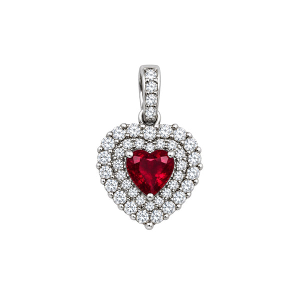 Ciondolo Handmade Cuore Con Zirconi Verde/Rosso e Bianchi CND018