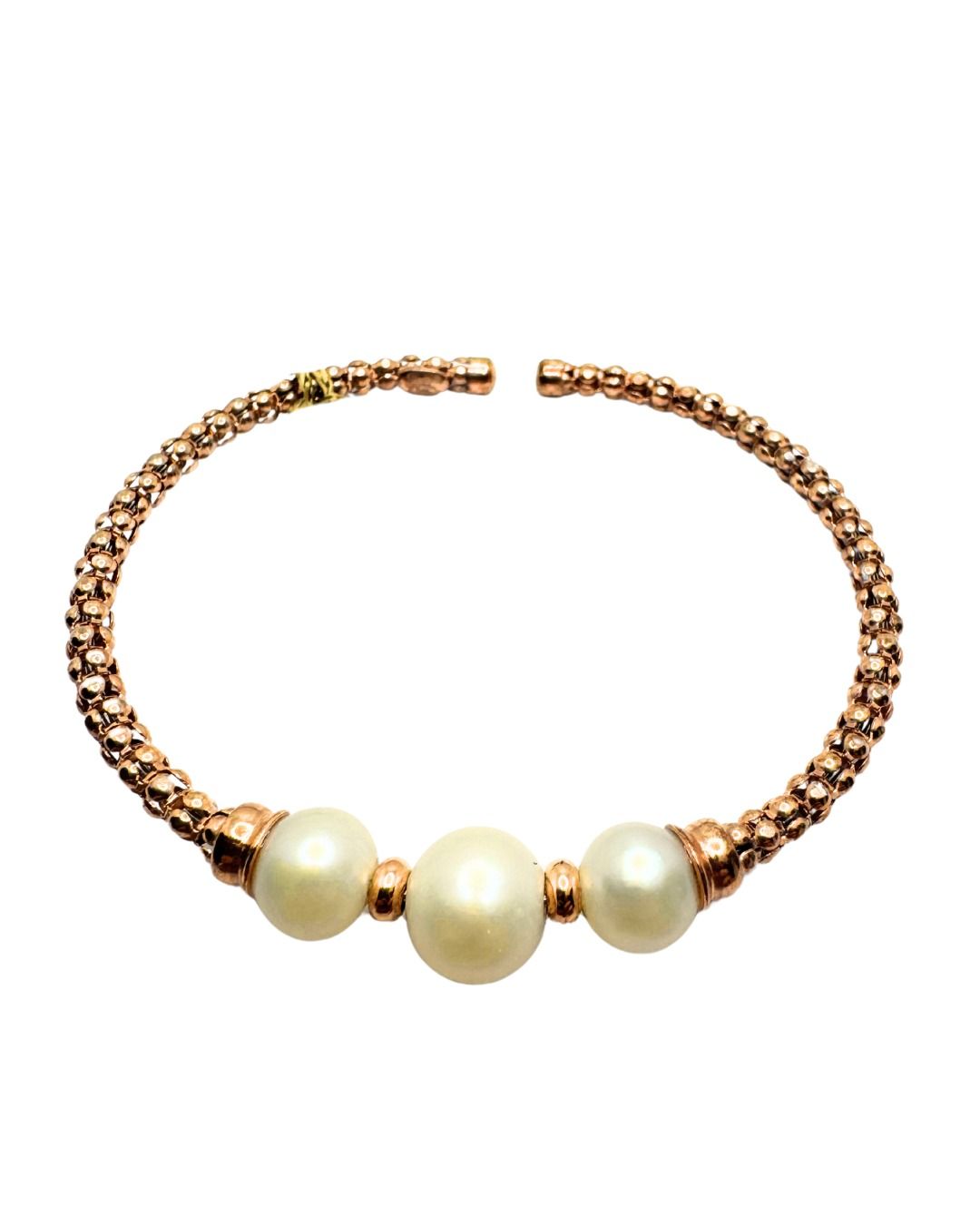 Bracciale Lelune Rigido Rosè con 3 Perle