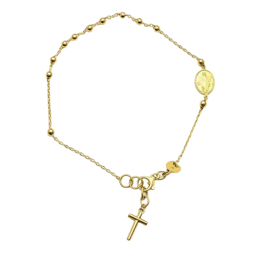 Pulsera rosario de oro amarillo de 18 quilates