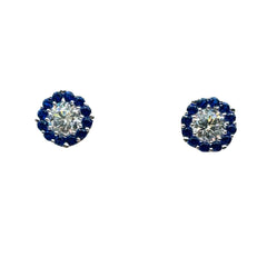Orecchini in Oro Bianco 18 KT con Zirconi Blu e Bianchi OR014