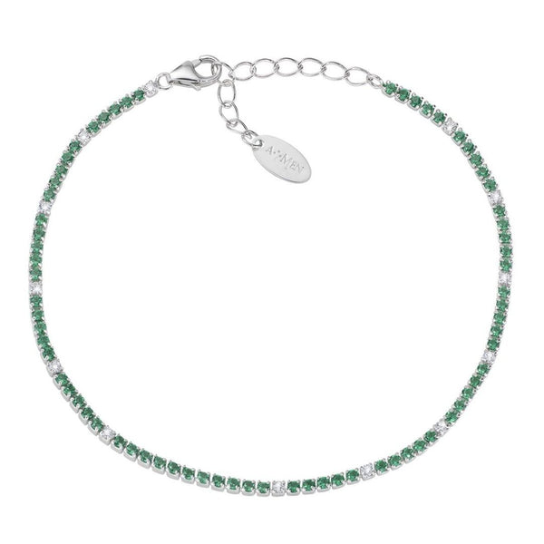 Bracciale Amen Tennis Mania Con Zirconi Bianchi E Verdi BT1BVEB17