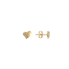 Pendientes de botón de corazón sinuoso Milor Gold con circonitas cúbicas en oro amarillo 375