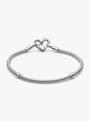 Bracciale Pandora Maglia Geometrica Con Chiusura Moschettone A Cuore