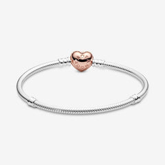 Pandora Bracelet with Rose Pavé Heart Clasp