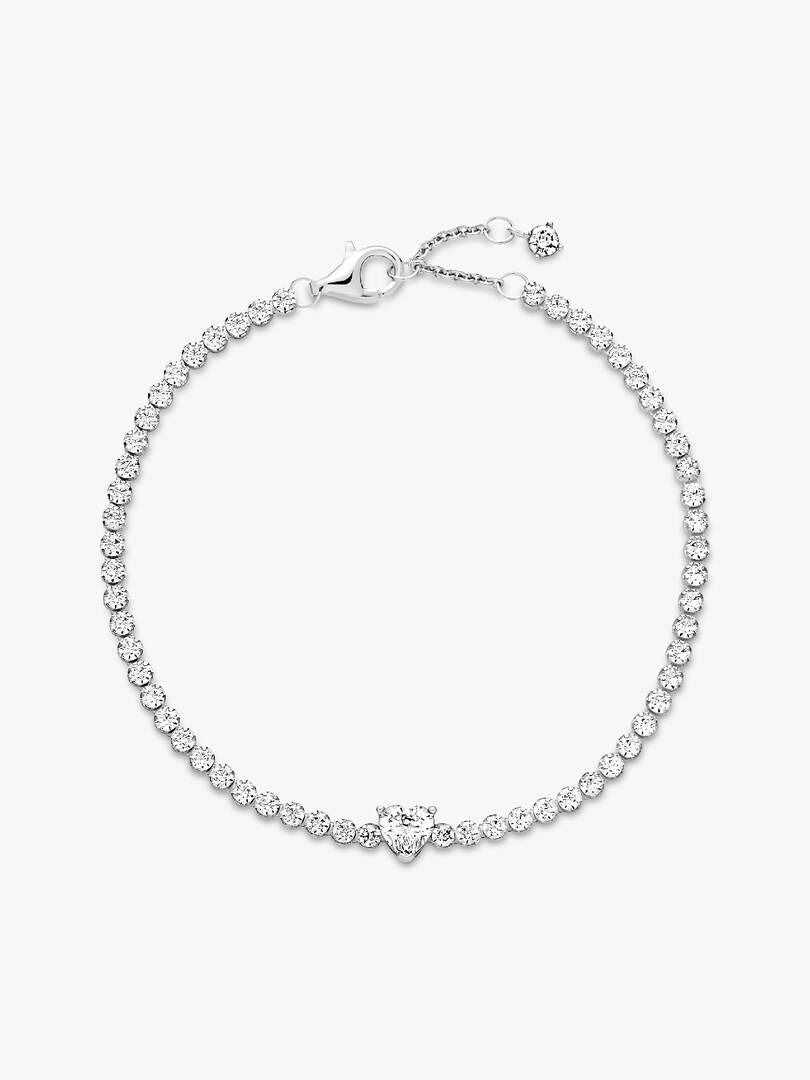 Bracciale Pandora Tennis Con Cuore In Rilievo Bianco 590041C01