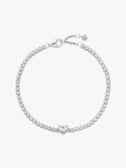 Bracciale Pandora Tennis Con Cuore In Rilievo Bianco 590041C01