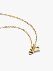 Collar Pandora de corazón pequeño con línea sinuosa, chapado en oro de 14 quilates