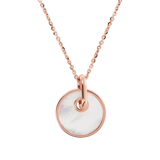 Collana Bronzallure con Pendente a Bottone in Pietra Naturale Piatta