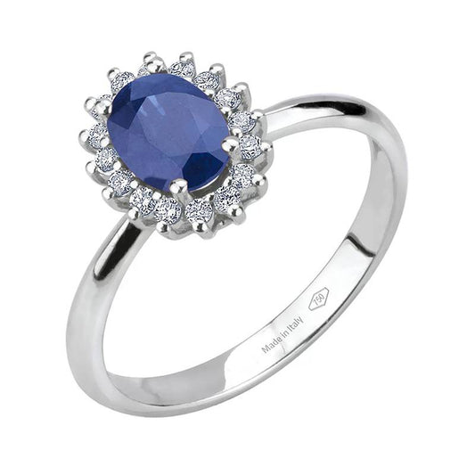 Anello Bibigì In Oro Bianco Con Zaffiro E Brillanti