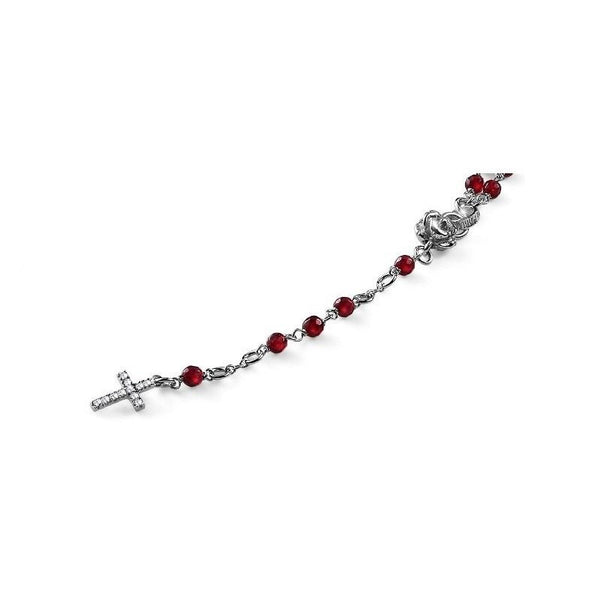 Collana Maria Cristina Sterling con Agata Rossa e Croce G3823
