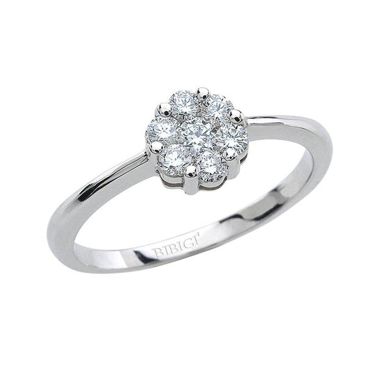 Anello Bibigì In Oro Bianco A Rosetta Con Brillanti 0.17 ct