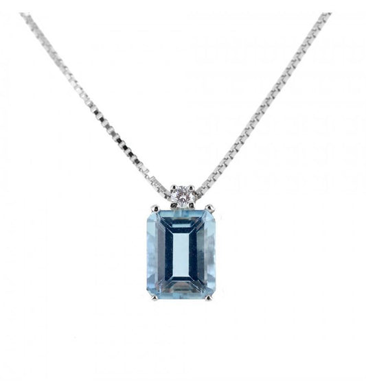 Collar Bibigì de oro blanco con aguamarina de 0,32 ct y diamante