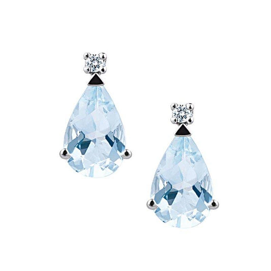 Orecchini Bibigi In Oro Bianco Con Acquamarina Taglio Goccia E Diamanti