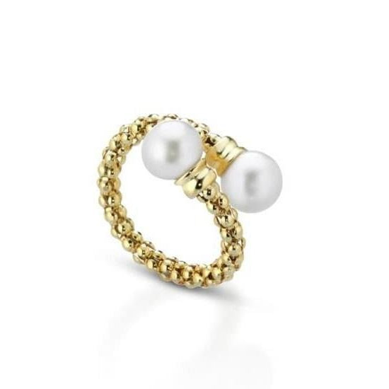 Anello Lelune con Doppia Perla in argento 925