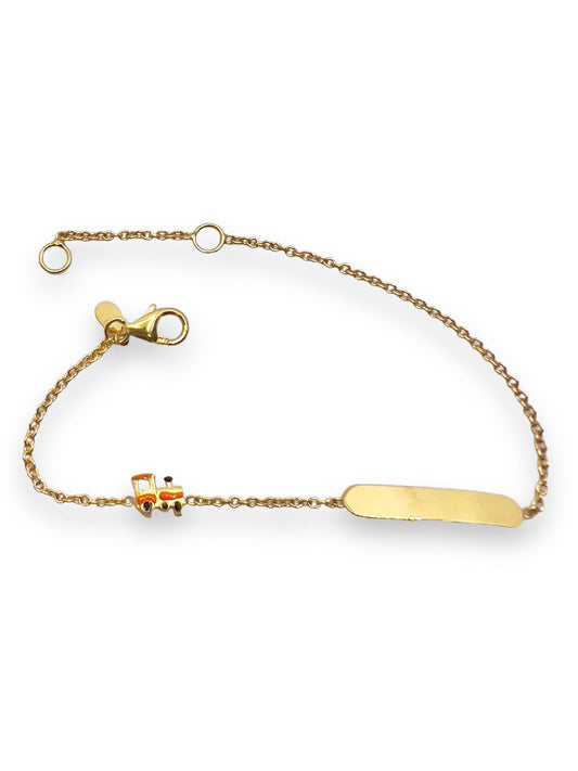 Bracciale Bimbo in Oro Giallo con Trenino e Targhetta