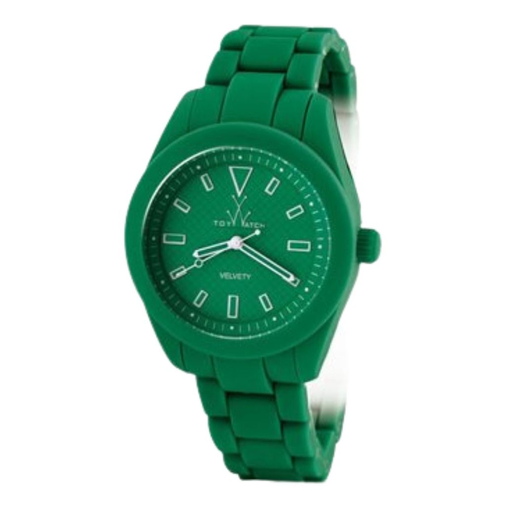 TOYWATCH VV12GR Women's Time Only Watch Green Dial Soft Touch Steel Strap