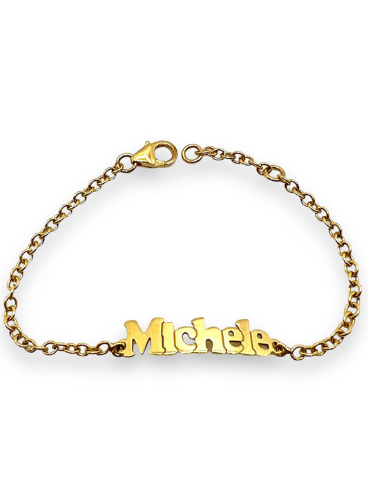 Yellow Gold Baby Bracelet with Customizable Name