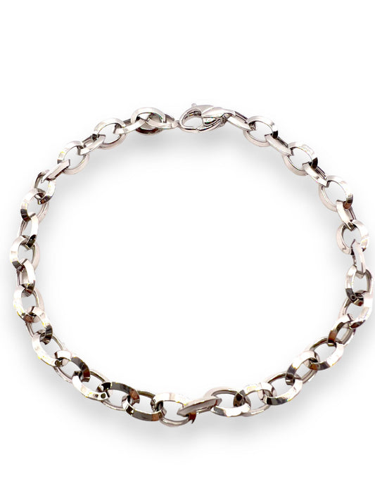 Bracciale Donna in Oro Bianco 18 kt con Maglia Rolò Lucida