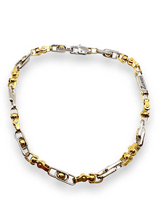 Bracciale Zancan da Uomo in Oro Giallo e Bianco 18 kt con Maglie Ovali e Sfere