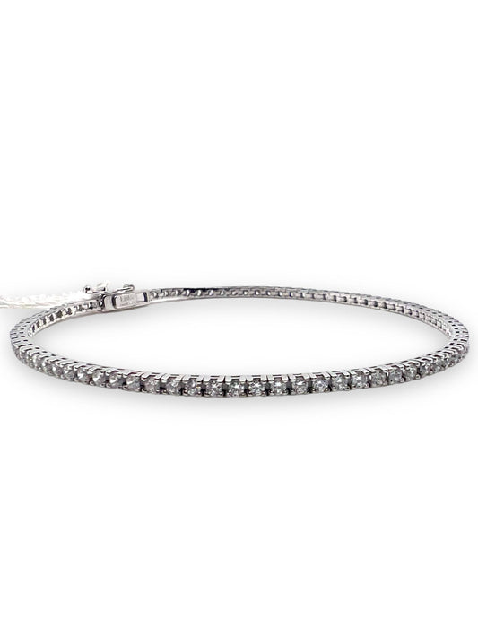 Bracciale Tennis in Oro Bianco 18 kt con Zirconi
