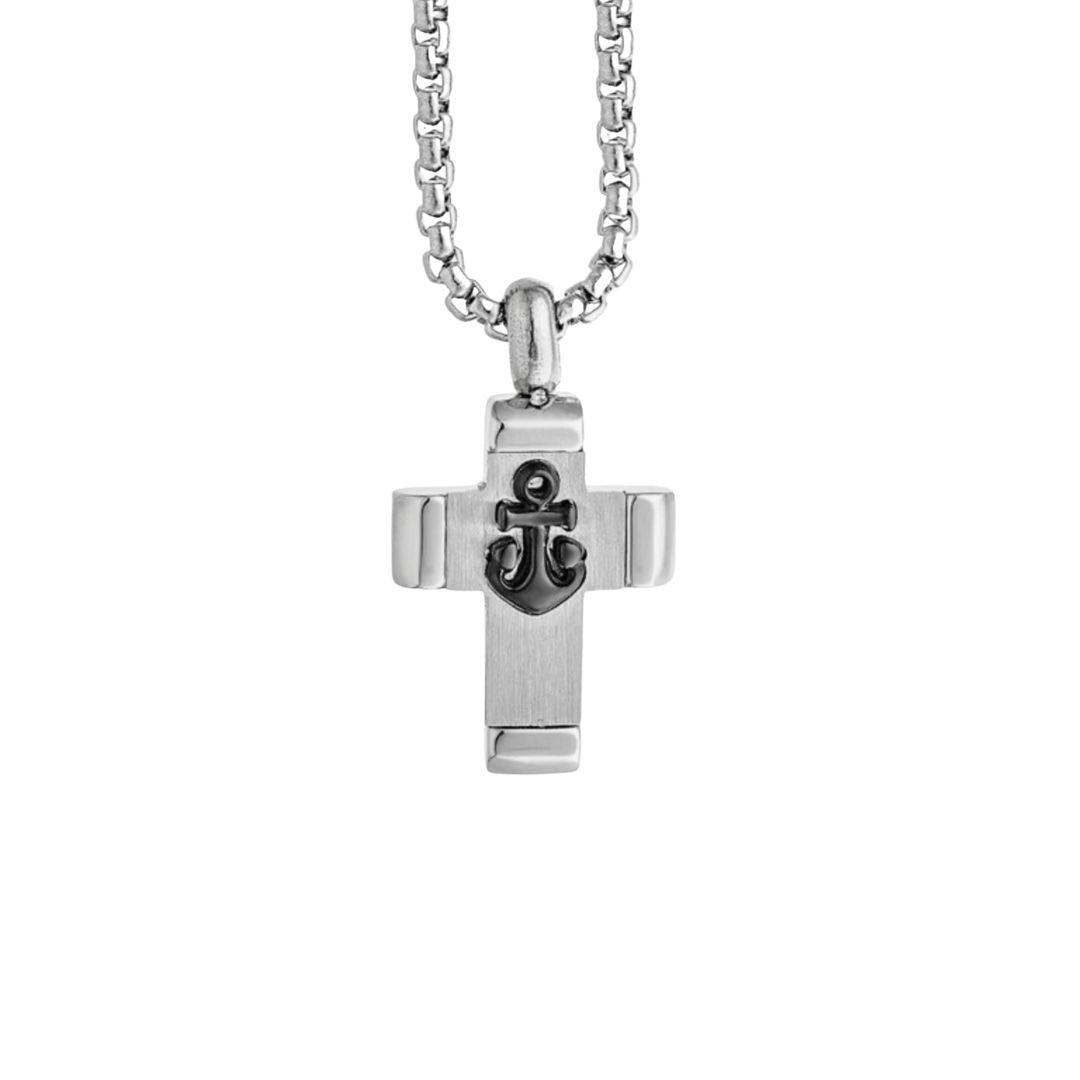 Zancan Men's Cross Necklace with Anchor in 316L Steel