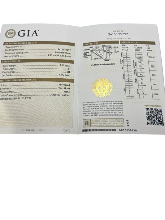 Anello Bibigì In Oro Bianco Con Brillante 0.30 FSI1 Certificato GIA