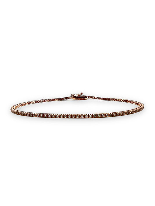 Bracciale Tennis in Oro Rosa 18 kt con Zirconi Bianchi