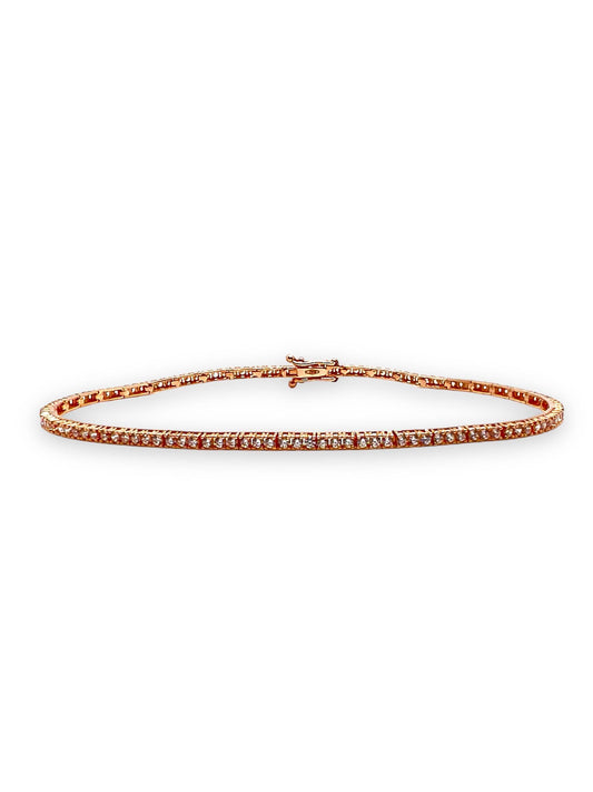 Bracciale Tennis in Oro Rosa 18 kt con Zirconi Bianchi