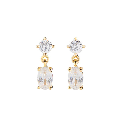 Pendientes de oro Amen Princess con circonita blanca ovalada
