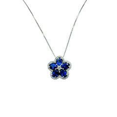Iannelli Handmade Necklace with Flower Pendant with Sapphires and Diamonds