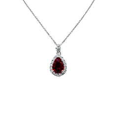 Collana Golay in Oro Bianco con Rubino Taglio Goccia e Contorno di Diamanti PCL032DIRU