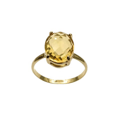 Anillo de oro amarillo de 18 quilates con piedra natural ovalada