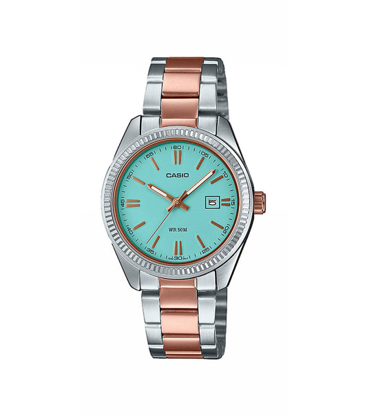 Orologio Casio da Donna Bicolore Acciaio e Rose con Quadrante Verde Menta