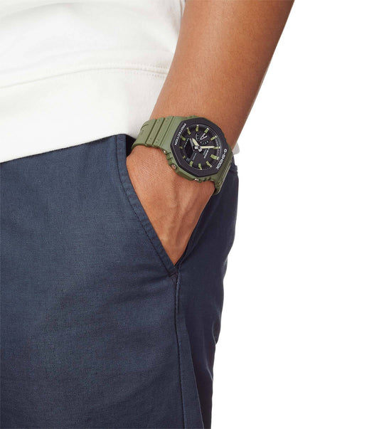 G-Shock Watch with Green Octagonal Case and Black Dial