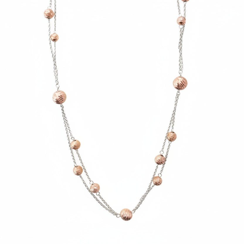 Marcello Pane Petite Boules Necklace with Faceted Rosé Microspheres