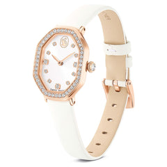 Orologio Swarovski Dextera Octagon, Cinturino In Pelle Bianco E Finitura In Oro Rosa 5730208