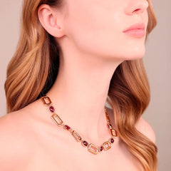 Collana Bronzallure Maglie Rettangolari E Prisma Gem Bordeaux A Baguette WSBZ02359.BRD