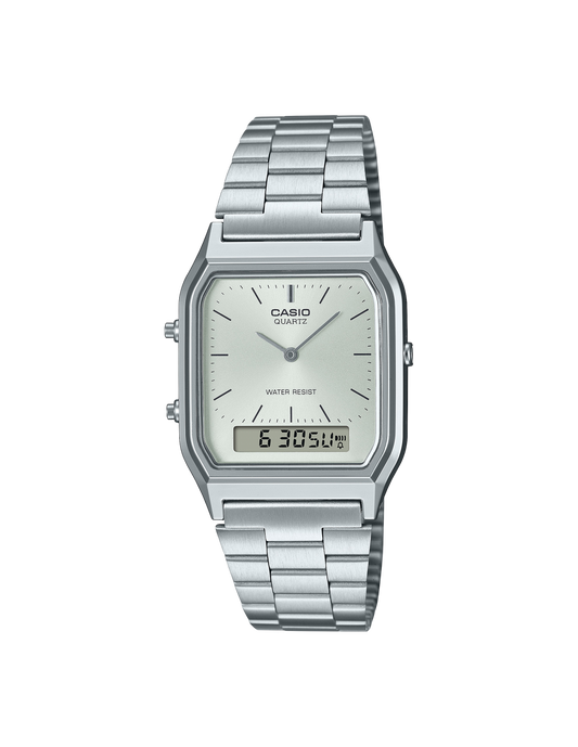 Orologio Casio Vintage con Quadrante Silver Analogico Digitale