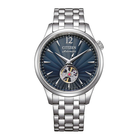 Citizen Men's Watch with Blue Dial and Exposed Automatic Movement