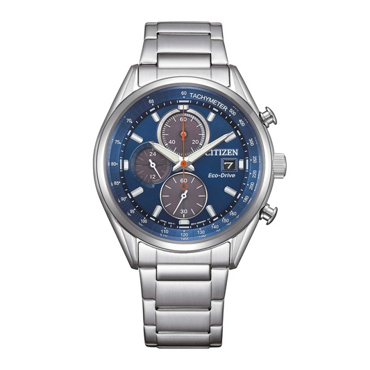 Citizen Men's Chronograph Tachymeter Eco-Drive Watch in Blue Steel