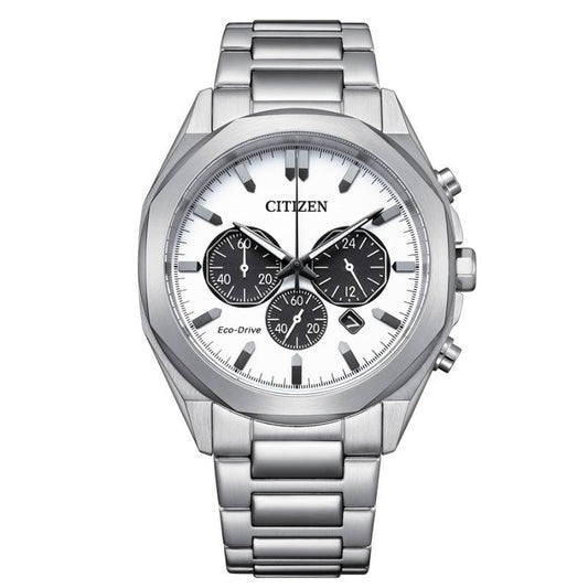 Citizen Men's Chrono Panda Watch with White Dial