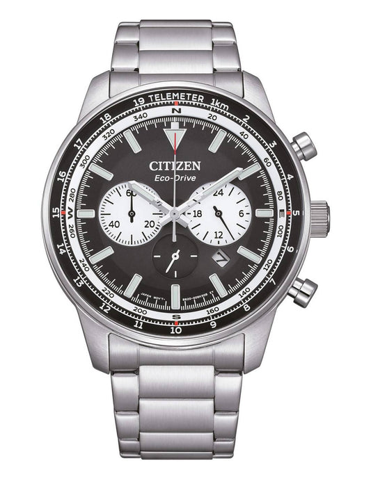 Citizen Men's Black Chronograph Watch with Octagonal Case