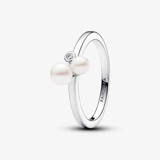 Anillo Pandora con Perlas Cultivadas de Agua Dulce y Punto de Luz