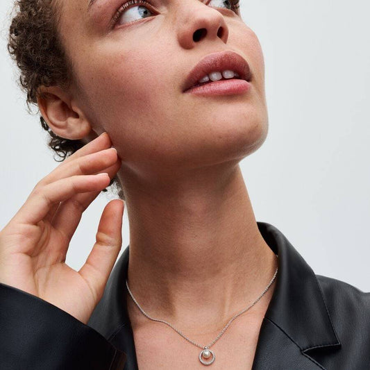 Collana Pandora Con Perla D’Acqua Dolce Coltivata E Pavè