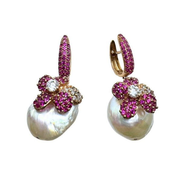 Orecchini Fiorini in Argento con Perle e Zirconi 0145AG9070132A