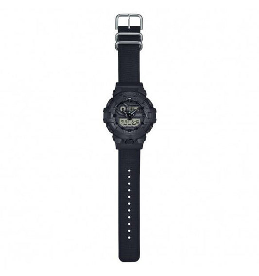 Orologio G-Shock con Cassa in Resina Nera e Cinturino in Tela Nero