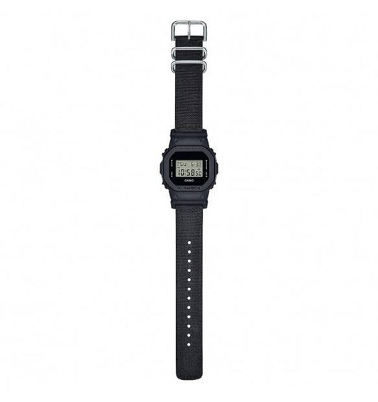G-Shock Watch with Black Rectangular Case and Black Canvas Strap
